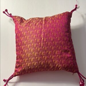 Vintage ABC Carpet & Home Pink and Gold Paisley Accent Pillow
